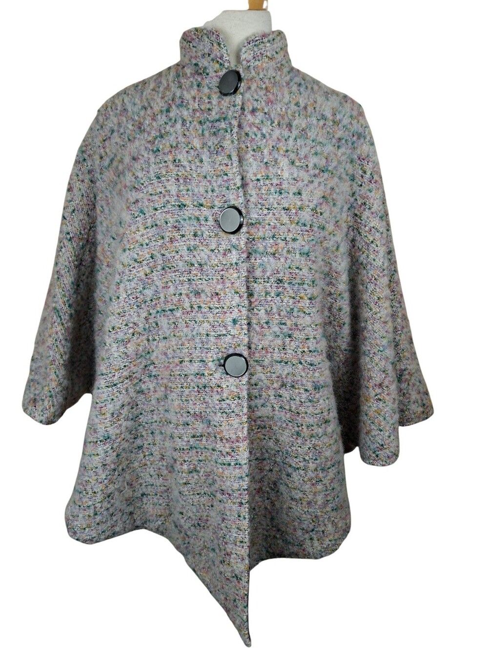 Vintage Tweed Cape Fully Lined Wool Coat One Size